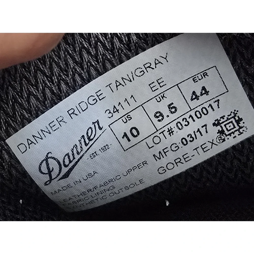 Danner Ridge Tan Gray Leather Gore-Tex Hiking Boots Men's US Size 10 EE